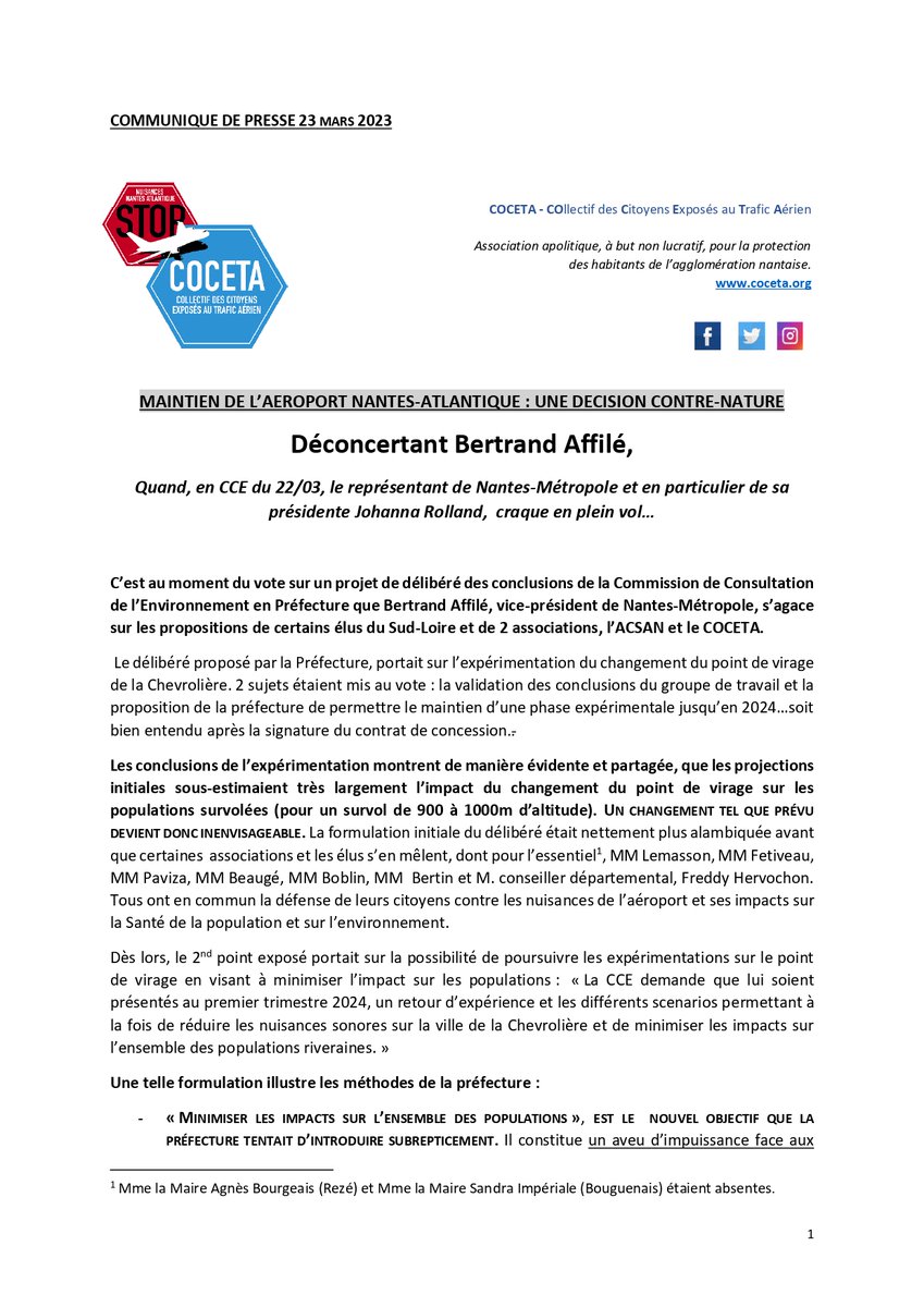 PaoloFe45317455's tweet photo. En CCE du 22/03, B. Affilé, le représentant de la Métropole et en particulier de sa présidente J. Rolland,  méprise les élus ainsi que les 100000 citoyens exposés aux nuisances de l'aéroport. RDV le 1/04 à 8h à la Métropole.
@Bertrand_Affile @Johanna_Rolland https://t.co/ijMX2z69lM