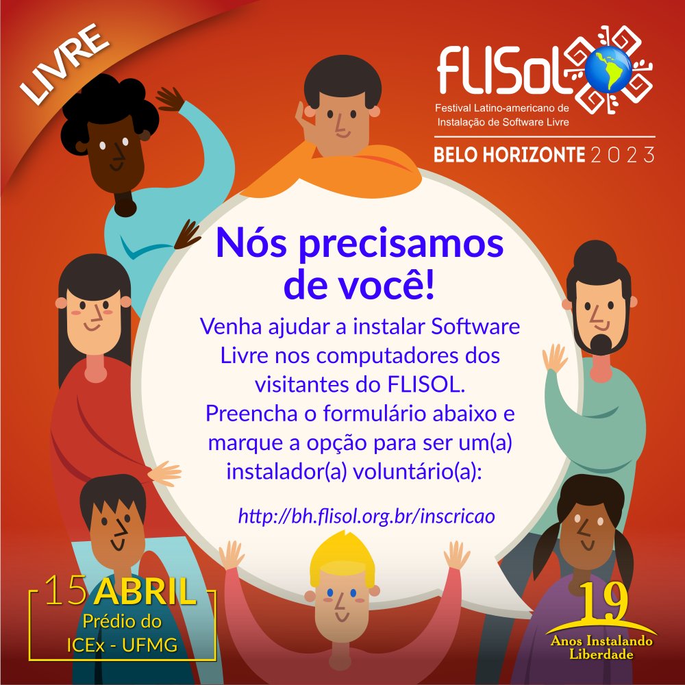 Você também pode ajudar no FLISOL em BH no dia 15 de abril. Mais informações: bh.flisol.org.br #FLISOL #FLISOL2023 #Debian