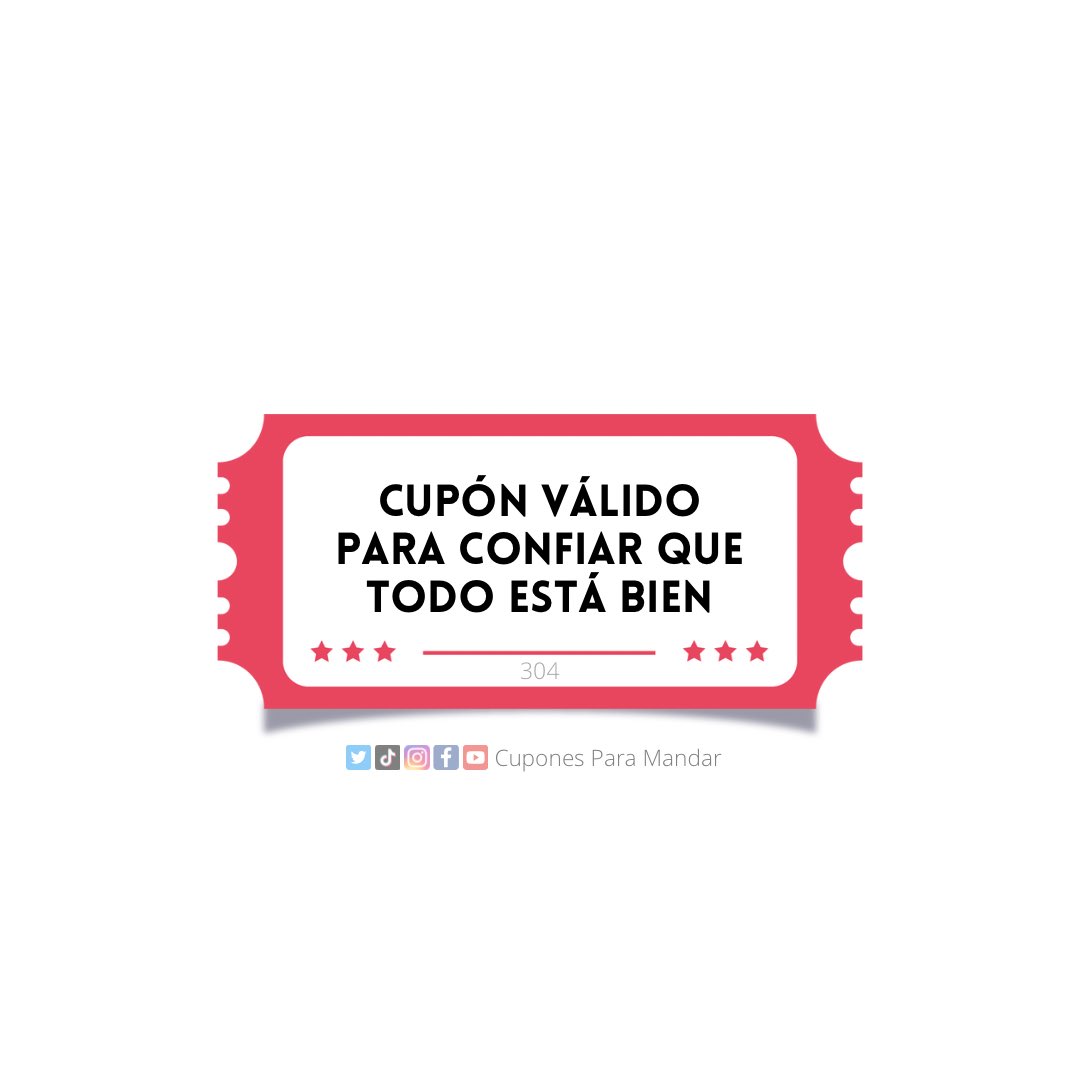CuponesPaMandar's tweet photo. 🎟
.
#cuponesparamandar #cupones #cupón #cupónválido #cupónválidopor #cupónválidopara #mandarcupón #coupon #cuponero #TodoEstáBien #EstamosBien #TodoBien #Pink #Trustfall #TrustfallChallenge https://t.co/9G3iB7KRIc