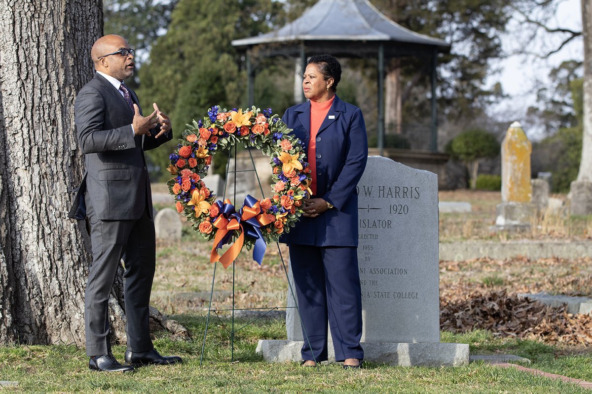 VSU_1882's tweet image. HAIL STATE!! 🧡💙 Today, we celebrate our founder, Alfred W. Harris, and our founding in 1882! 141 years of #GreaterAtVSU! Greater Happens Here!