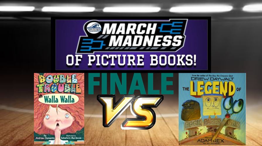 ChambersKD's tweet photo. It is that time of year again. March Madness of Picture Books. Our classroom started with 16 picture books and we are down to the final two. We have Double Trouble is Walla Walla by Andrew Clements VS The Legend of Rock, Paper, Scissors by @DrewDaywalt Only one Champion in 2023 https://t.co/u4E7ggQBJx