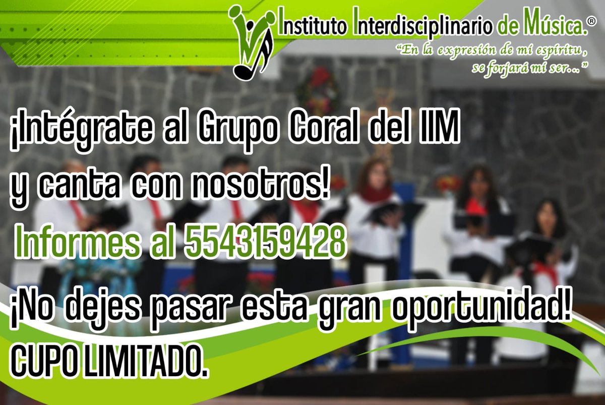 IIM_edu's tweet photo. ¡INSCRIPCIONES ABIERTAS!
Para mayores de 18 años con pocos conocimientos musicales y tengan poca experiencia.
Objetivo: desarrollarse y llegar a nuevos horizontes.
Ensayos: sábados de 2-4 pm
$100 semanales🤩🎶🎵
#IIM #Musica #músicacoral #cantocoral❤️ #corodeadultos #cantoavoces https://t.co/cHp6rjVCHl