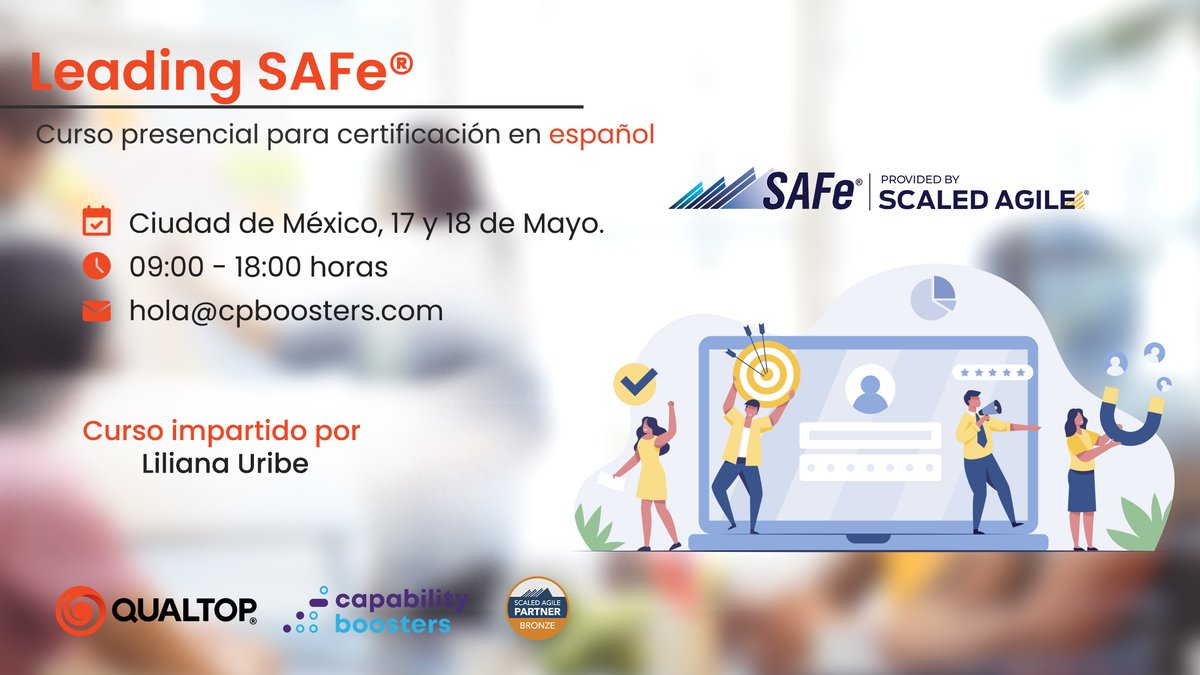 qualtop_'s tweet image. Participa en el curso Leading SAFe® con @cpboosters donde explorarás y utilizarás distintas estrategias que te permitirán adoptar una mentalidad centrada en el cliente con un enfoque de Design Thinking.
Inscríbete en
eventbrite.com.mx/.../curso-lead…...
#SAFePartner #scaledagileframework
