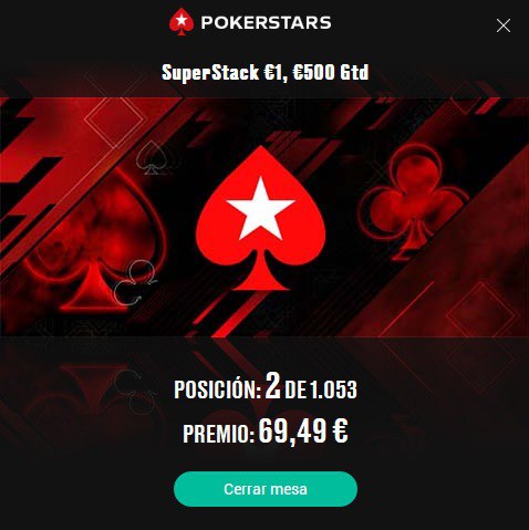 belferno's tweet photo. Pues me he aficionado al poker, llevo jugando al rededor de 1 mes microlimites NL2 y ayer empecé a probar torneos también de microlimites, nada mal el de hoy. https://t.co/GgRHuPTMBw