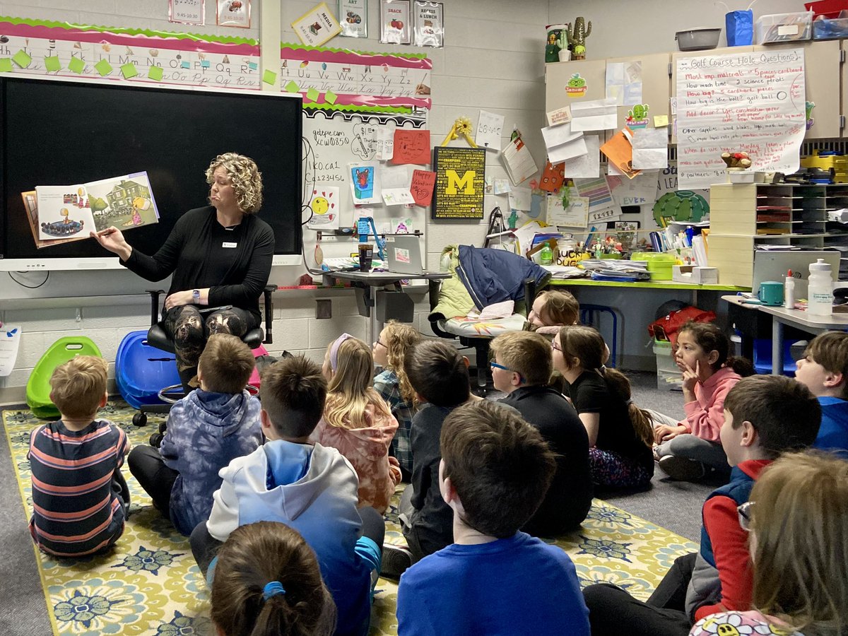 Great time as a guest reader for MiRM this week in my daughter’s class. “We Don’t Eat Our Classmates” by <a href="/RyanT_Higgins/">Ryan T. Higgins</a> is a favorite of ours and using <a href="/Novel_Effect/">Novel Effect 📚🎶</a>  made it even better!  <a href="/LkOrionSchools/">Lake Orion Community Schools</a>