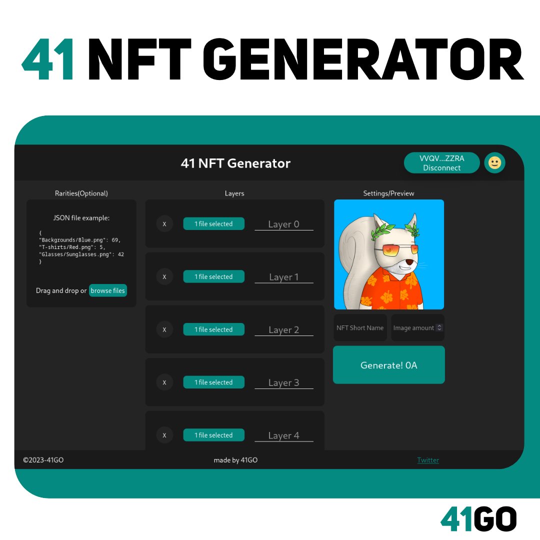 Forty_OneGO's tweet image. 41 NFT Generator now has a preview mode!
Coming Soon👀👀