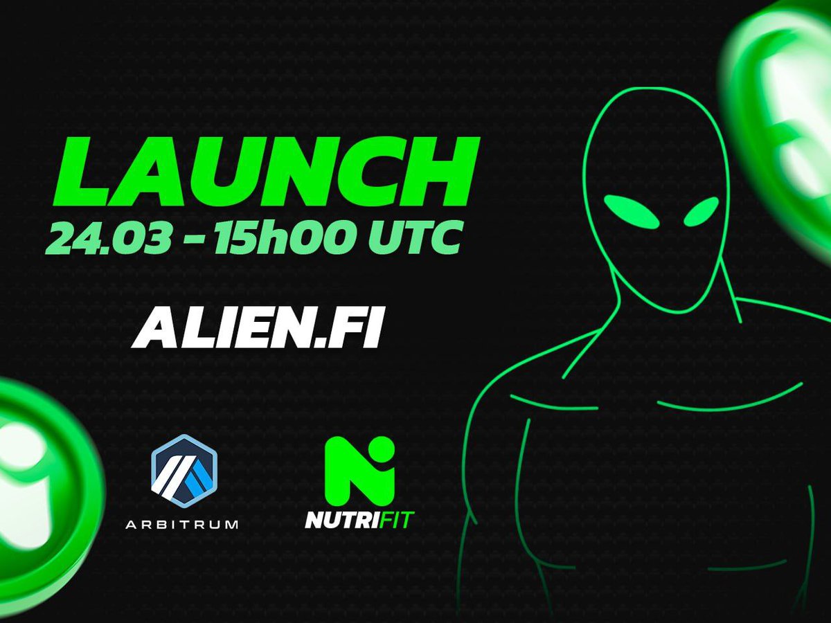 📶OUR DEVELOPER TEAM DECIDED THE BRING THE LAUNCH DATE TO FIRST DECISION. ALIEN.FI LISTING WILL BE VERY HUGE!!! THANKS FOR ALL HOLDERS FOR BELIEVING US!!! 

"Alien.Fi Listing" will be at 24 March 15:00pm UTC 👽

#FIT #NUTRIFIT #launch #cryptocurrency