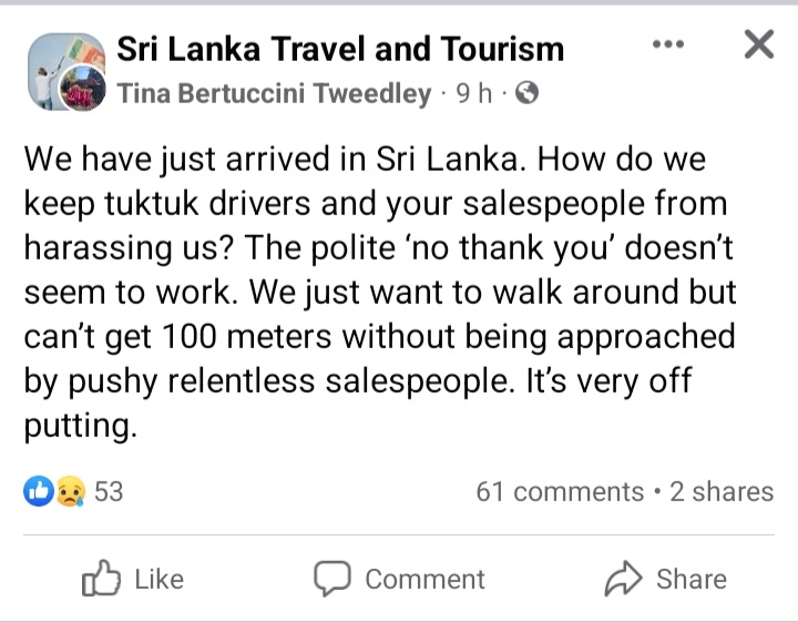 SahanSalgadoe's tweet photo. The sad state #SriLanka has fallen into! We are technically not promoting tourism rather driving them away! @fernandoharin @RW_UNP https://t.co/pIxuMIiXbI