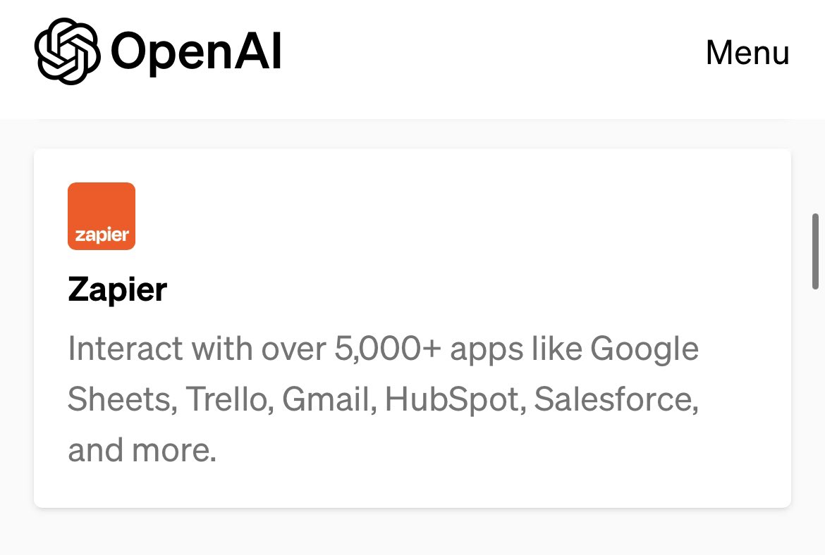 Our ops guy @chrswlf’s only goal tomorrow is to figure out exactly how many of our tasks can be automated with <a href="/zapier/">Zapier</a> + <a href="/openai/">OpenAI</a>. 

At first glance it’s 95%+ of them. Will report back with real numbers.

If the computer was a bicycle for the mind, this is a teleporter.