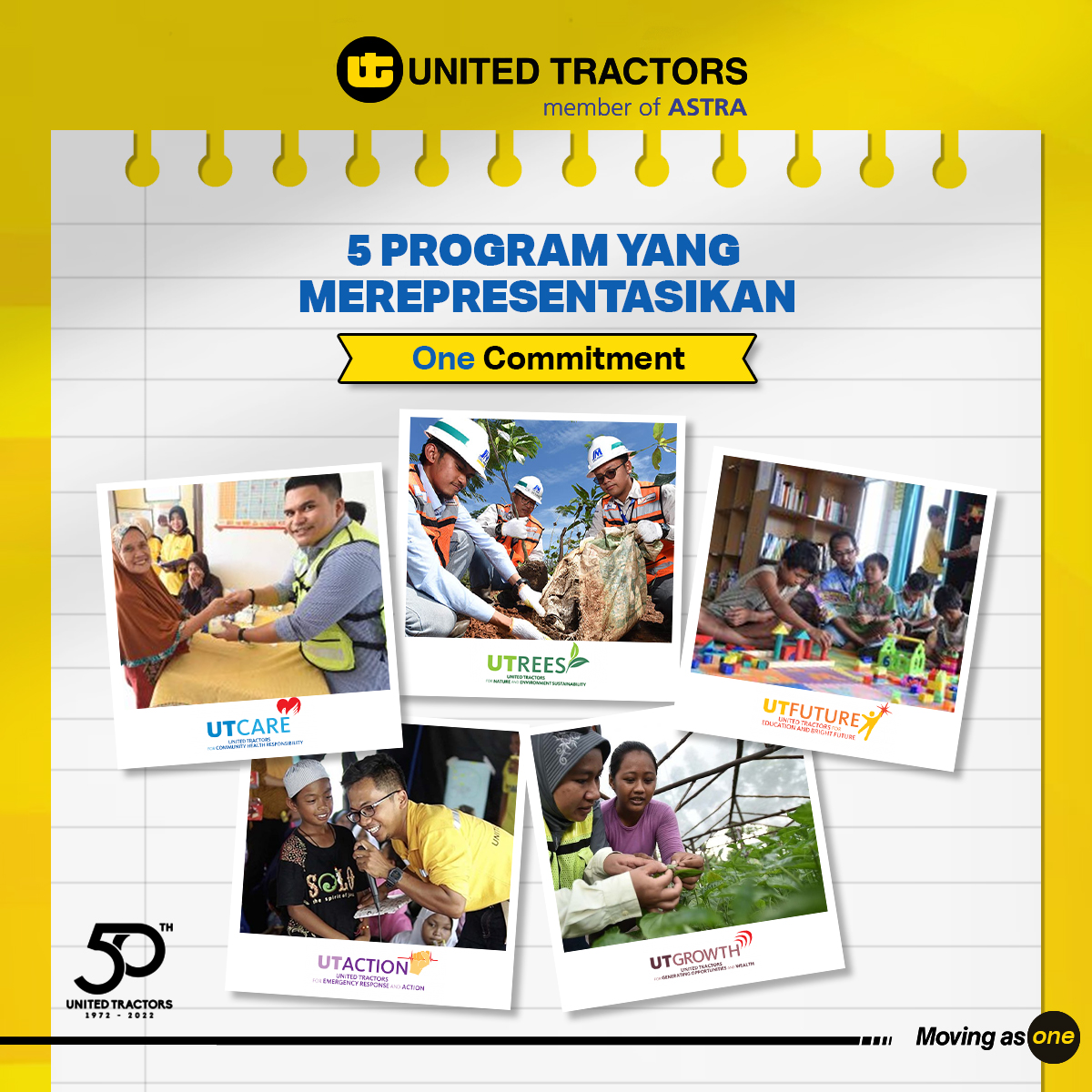 unitedtractors's tweet photo. One Commitment merupakan bagian dari tagline Moving as One yang merepresentasikan komitmen United Tractors dalam menjadi mitra terpercaya bagi mitra usahanya dengan memberikan solusi dan nilai tambah. π€
#OneCommitment #LayananUT #UnitedTractors #MovingAsOne #JualAlatBerat https://t.co/vLdgFgdbi6