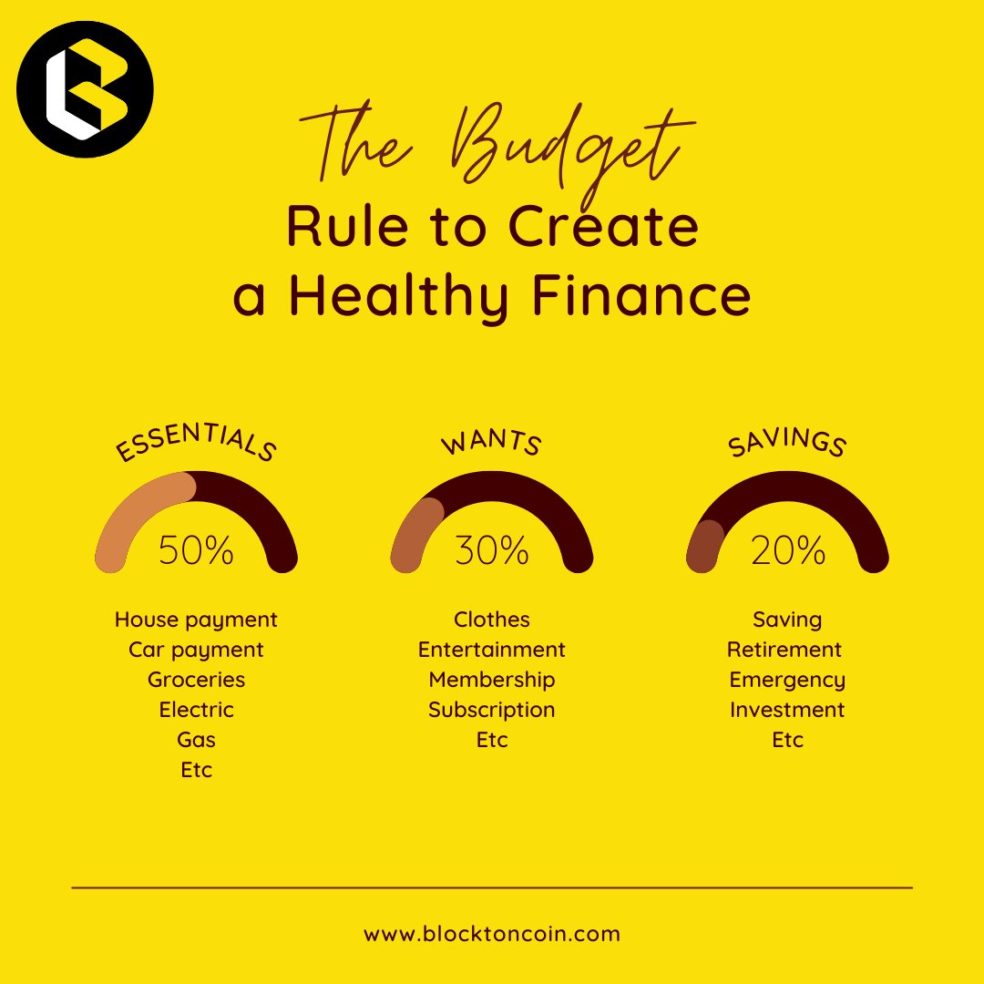 blocktoncoin's tweet photo. The budget rule to create a healthy Finance - Essentials, Wants and Savings 

Buy Now- https://t.co/wz916ZybPD https://t.co/jHehIODCfl