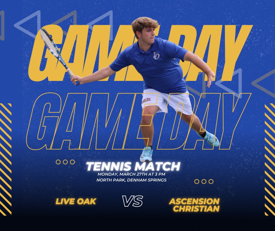liveoak_tennis's tweet photo. Game Day!
🆚 Ascension Christian 
📍 North Park, Denham Springs
⏰ 3:00 https://t.co/kT02dvE0WL