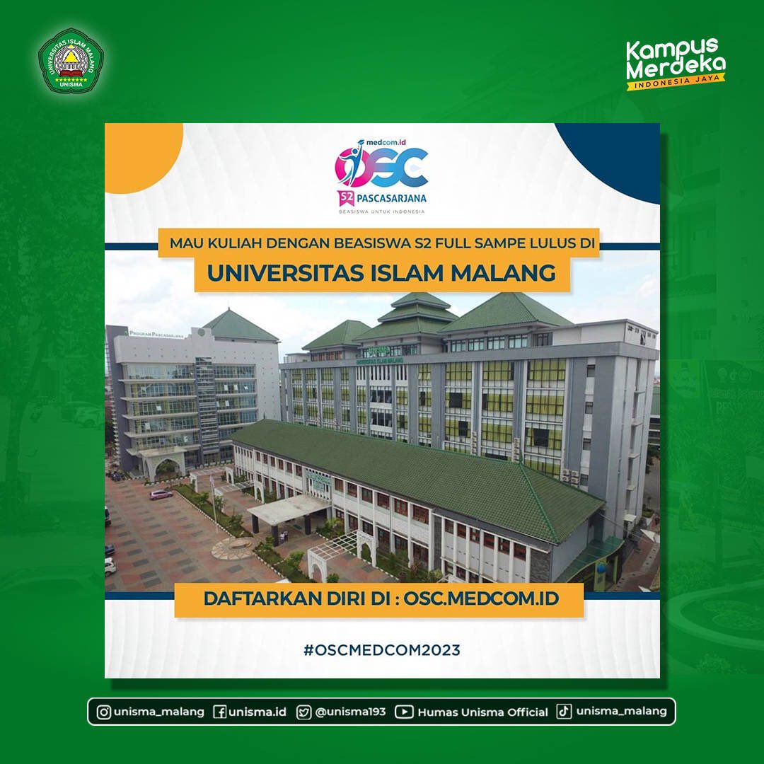 unisma193's tweet photo. Assalamu'alaikum #Pejuangbeasiswa 🙌 siapa yang mau lanjut S2 dengan beasiswa?
Beasiswa OSC S2 sudah dibuka loh.. yuk daftar sekarang di https://t.co/PYVuTPS6TA ya!

#unismamalang #beasiswa https://t.co/RnRUY219jQ