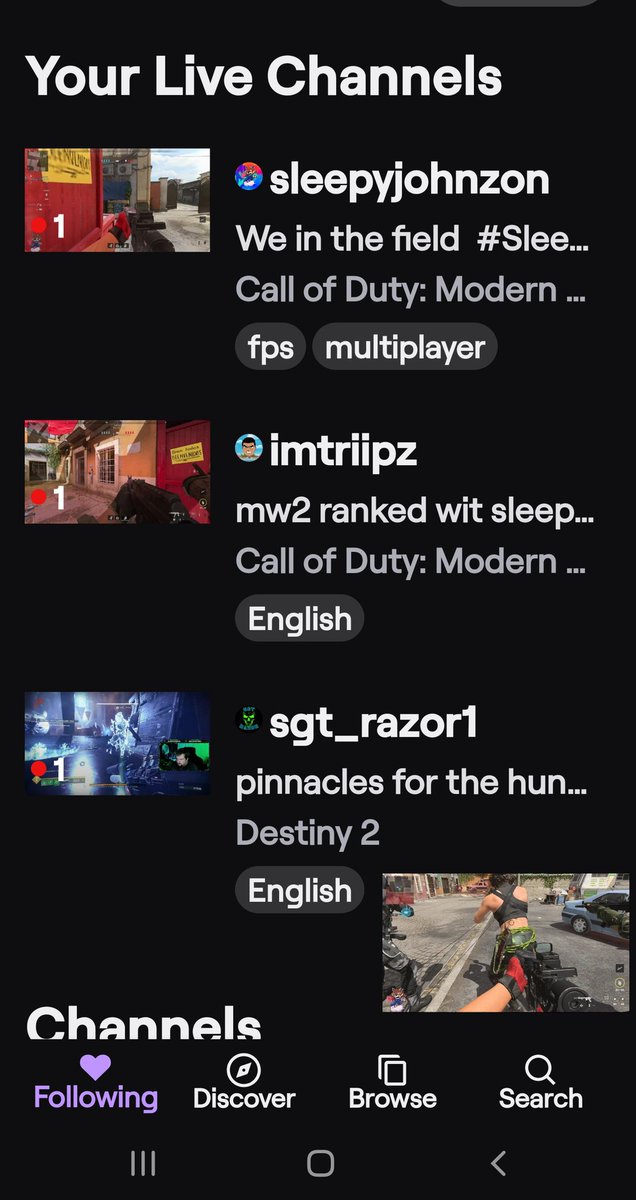 We ACTIVE RIGHT NOW!!! Come watch <a href="/sleepyjohnzon/">Sleepyjohnzon</a> <a href="/therealtriipz/">🍄</a> AND NGYN RAZOR LIVE ON TWITCH!!!

<a href="/TwitchStreamTTV/">Support Twitch Streamers</a>
<a href="/SmallStreamersC/">#SmallStreamersConnect</a>
#twitchstreamer 
#WeAreNGYN