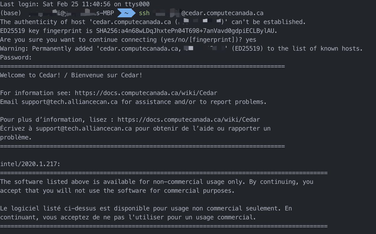 KellyYa75580321's tweet photo. Got connected to Compute Canada. It shows connected successfully which follows by some rules and I like the one: With the great power comes great responsibility. It makes me feel I own a capability to do anything. #computecanada #canada #compute #AI https://t.co/fygT1kTdgZ