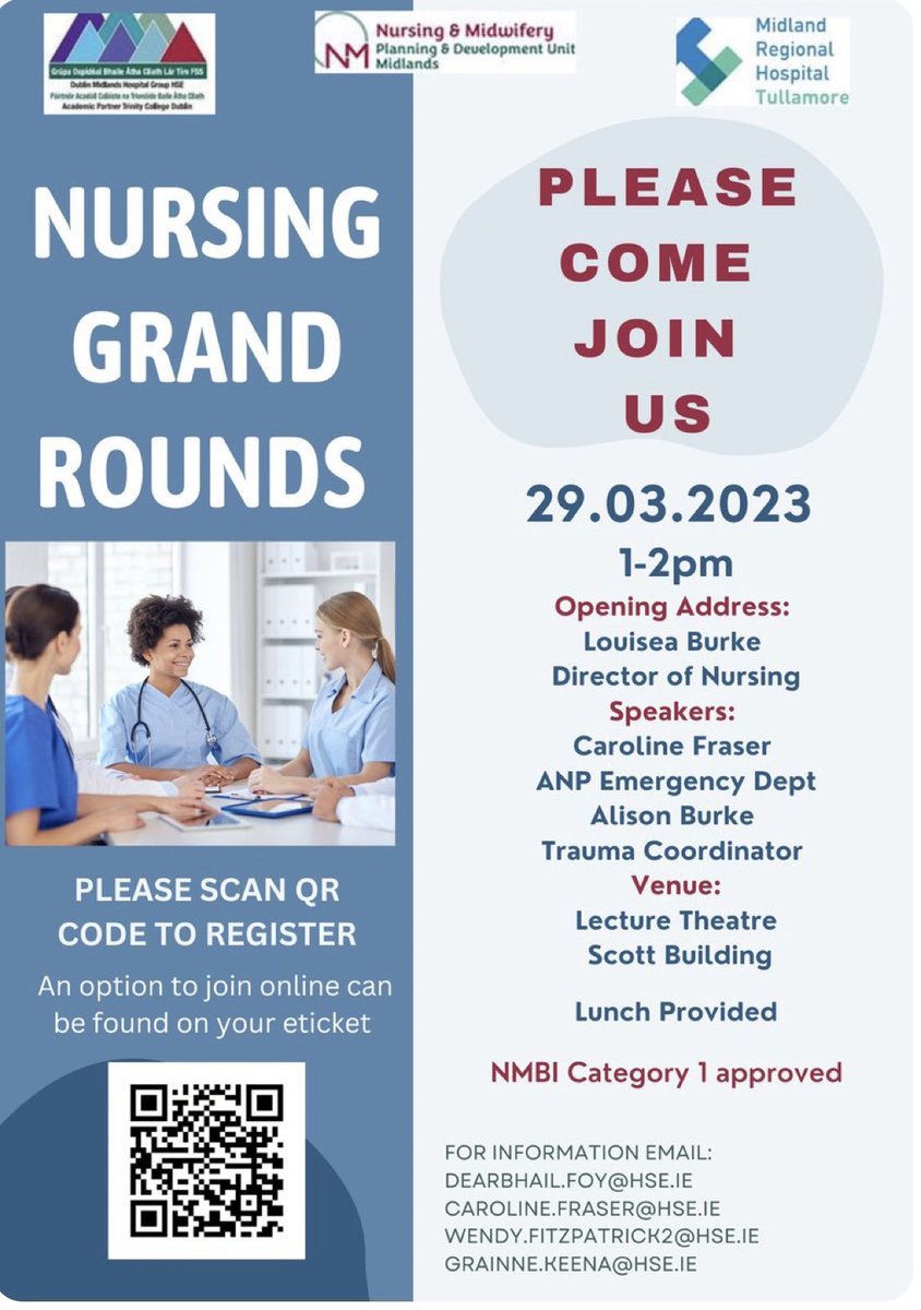 Inaugural Nursing Grands Rounds starting in #MRHT next Wednesday 29th March - online option available - all welcome to join us…. #Nursing #nursinggrandrounds #evidencebasedpractice #improvedpatientoutcomes @DMHospitalGroup @FoyDearbhail @GrainneHdKeena @Wendywh73
