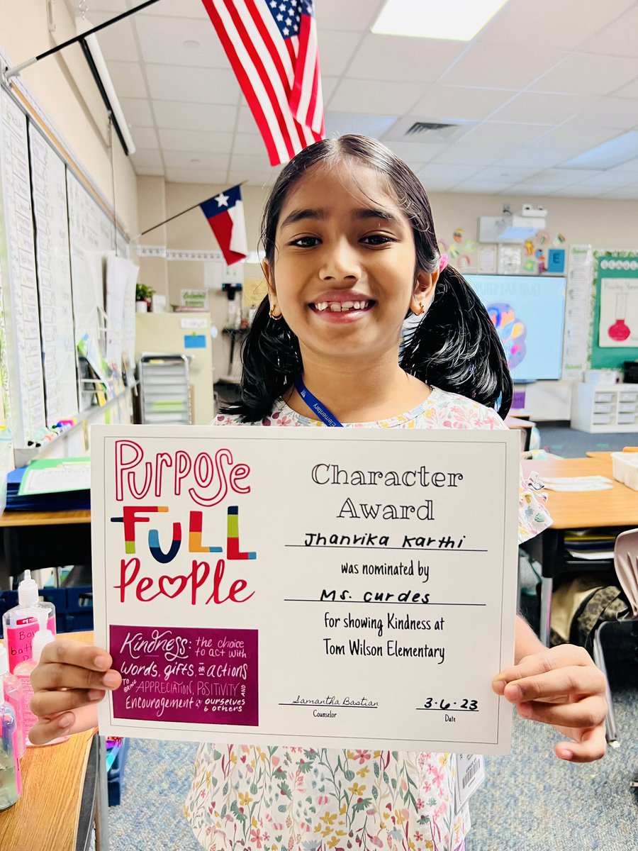 ECurdes's tweet photo. Congratulations to Jhanvika for getting the purposeful people award for Kindness in February!!! ♥️♥️ https://t.co/PGpg9VzRDx