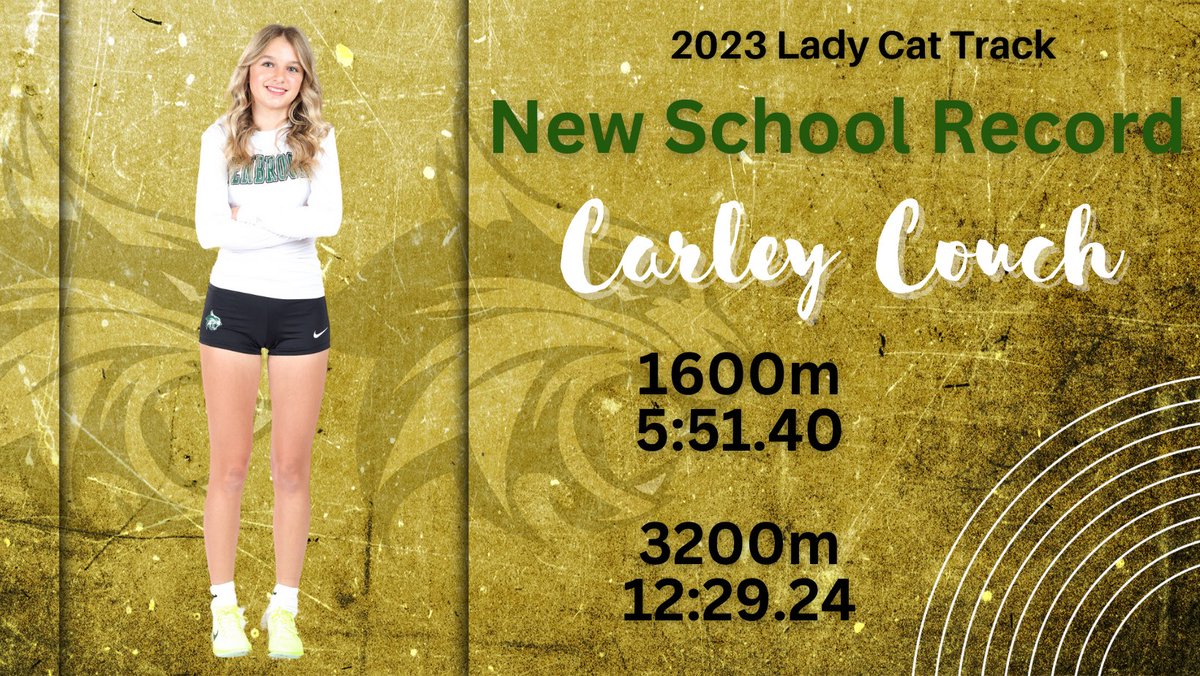 Freshman, Carley Couch, broke the BMHS School Record in the 3200m &amp; the 1600m at the OD Wyatt Relays!
