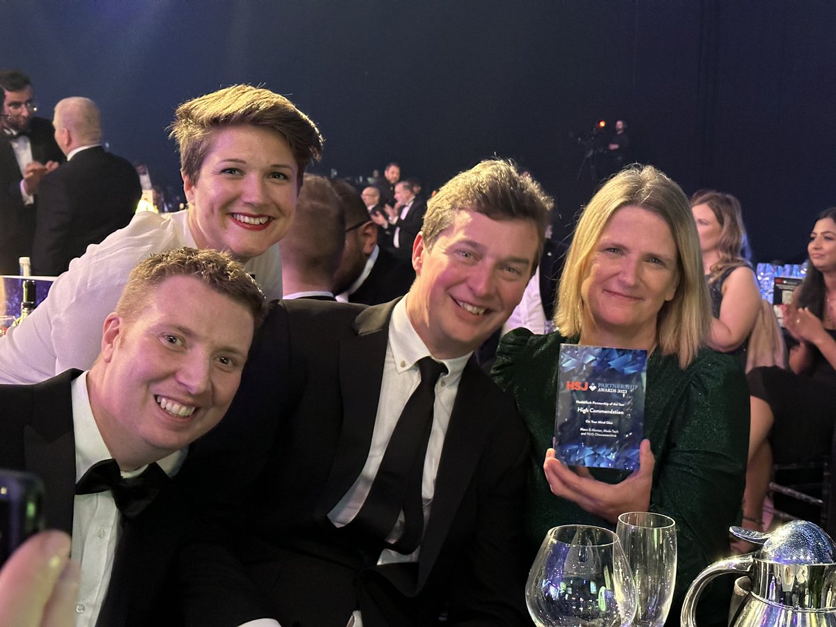 @onyourmindglos We won a highly commended award at the #HSJPartnershipAwards. Recognising partnership between @madetech, @macementer, @NHSGlos 🍾🥂