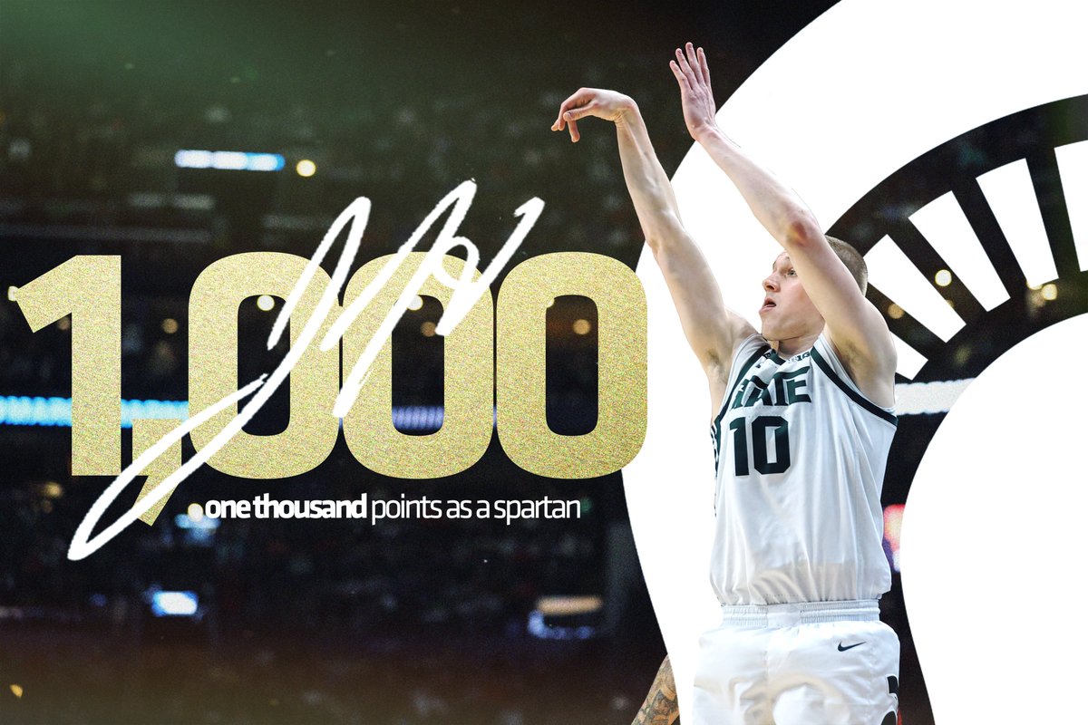 MSU_Basketball's tweet photo. After that last bucket, Joey Hauser now has 1,000 career points as a Spartan 🙌🙌🙌 https://t.co/LPVPSlEmey