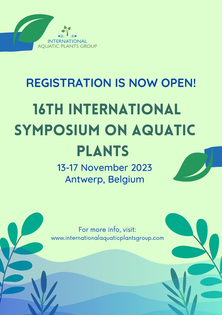 The long wait is finally over. 😉Registrations to the 16th International Symposium on Aquatic Plants are now open! Don’t miss the early bird discounts. Visit the website for more info: internationalaquaticplantsgroup.com #aquaticplants23 #macrophytes #antwerp @GCE_UAntwerp @ECOSPHERE_UA