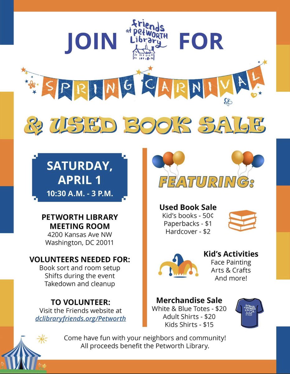 Looks to be a fun family-friendly event April 1st at the Petworth Library! #PetworthDC @dcpl