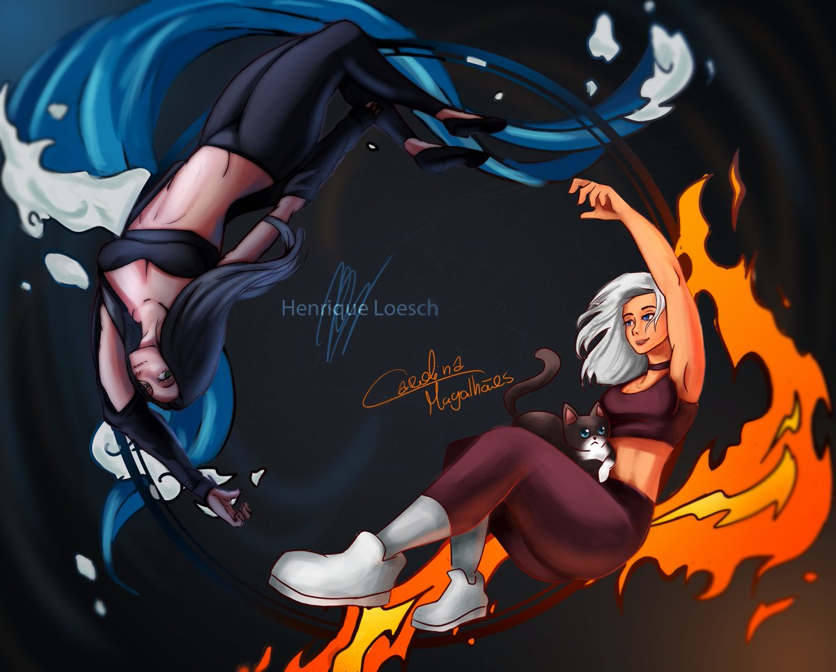 CF_Magal's tweet photo. Hello, i made this art with my friend @Captain_Lubbock  Kara and Tessa for a DTIYS by @samdoesarts #samdoesarts1mil

If we win, i send the OC's.
My OC's Kyo is a Yokai Weeb loves video game ans cute bandages
My friend OC's Katsueki-hime a vengeful and battle lover also Yokai https://t.co/FmELyQgsyy