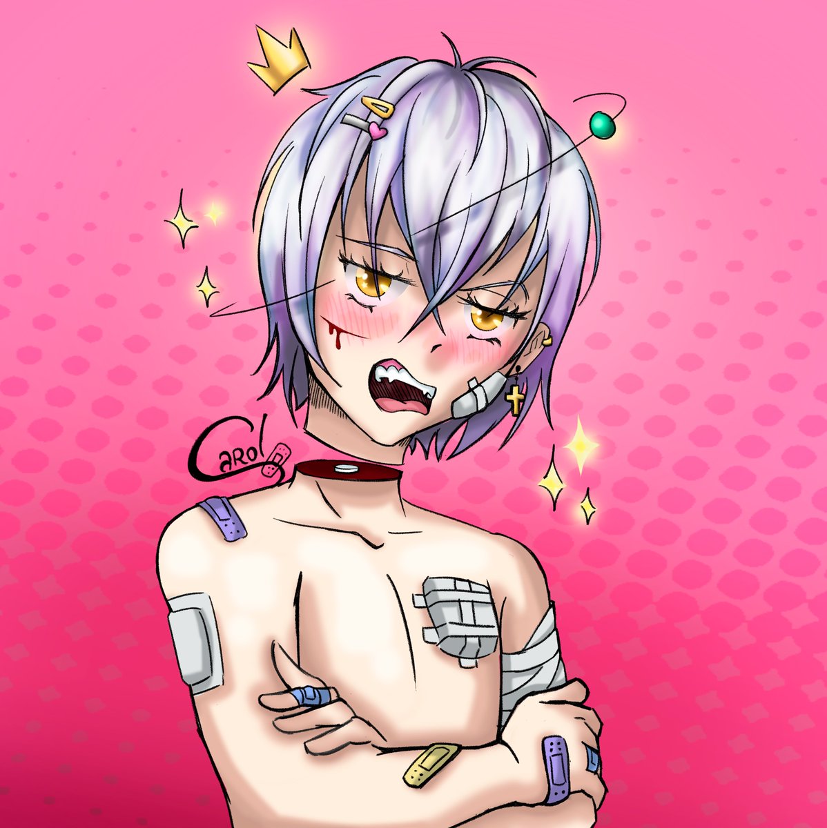 CF_Magal's tweet photo. Hello, i made this art with my friend @Captain_Lubbock  Kara and Tessa for a DTIYS by @samdoesarts #samdoesarts1mil

If we win, i send the OC's.
My OC's Kyo is a Yokai Weeb loves video game ans cute bandages
My friend OC's Katsueki-hime a vengeful and battle lover also Yokai https://t.co/FmELyQgsyy