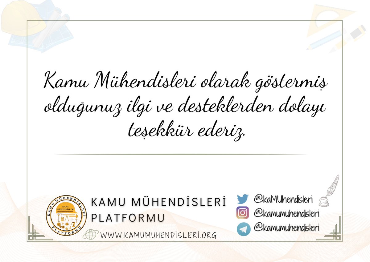 <a href="/prof_aydal/">Prof.Dr.Doğan AYDAL</a> Saygıdeğer Hocamız Prof. Dr. Doğan Aydal;

Yayında Kamu Mühendislerinin sorunlarına değindiğiniz ve bizleri yalnız bırakmadığınız için teşekkür ederiz.