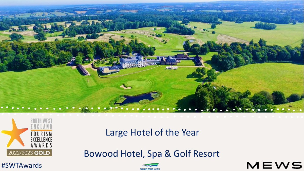 Gold Award time, our #MewsSystems #LargeHotel of the Year is @BowoodUK, huge congratulations to them! #SWTAwards