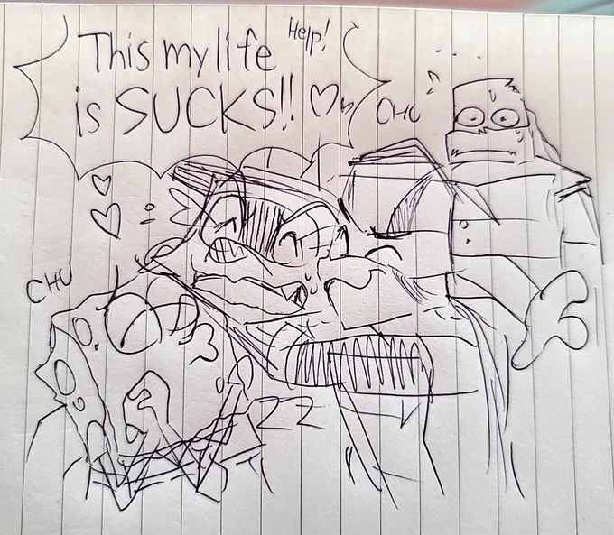 Zorori: why why why-!!! Why do I always end up like this!? I'm such a life suck!!!💦💦 