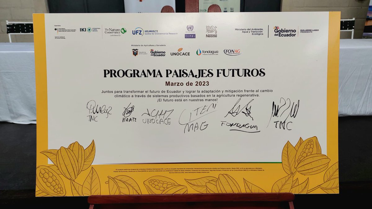 #Guayas | Hoy inició el programa "Paisajes Futuros" ejecutado por <a href="/TNCLatinAmerica/">TNC Latinoamérica</a> junto a <a href="/AgriculturaEc/">Agricultura, Ganadería y Pesca Ecuador 🇪🇨</a>, @Fonag y <a href="/FondaguaEc/">Fondagua</a>. Esta iniciativa busca reducir los efectos del cambio climático, proteger la biodiversidad y garantizar las cadenas productivas.