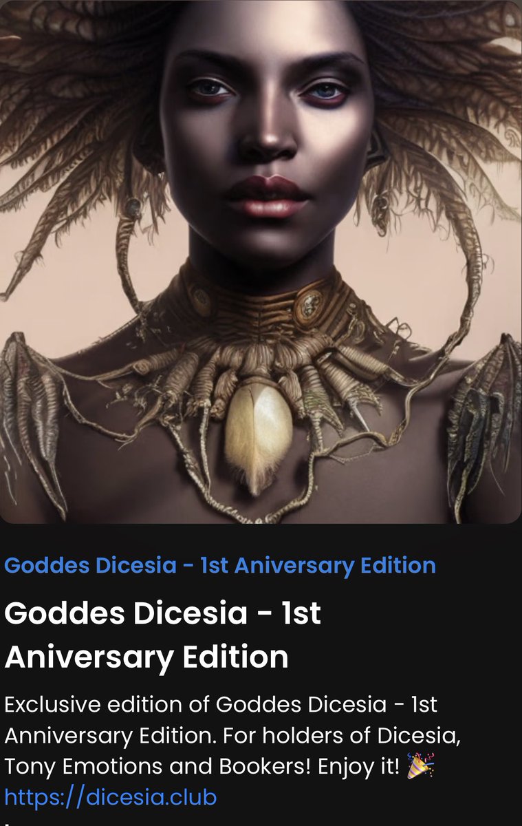 Ajota_nft's tweet photo. Esta noche a todos los holders de @dicesianft @bookers_nft &amp; @TonyEmotions nos ha llegado un airdrop muy especial!! Un NFT conmemorativo del primer aniversario de @dicesianft Todo un detalle que los engrandece!! Muchísimas gracias 🙏🏼 https://t.co/csDuKg2v8U