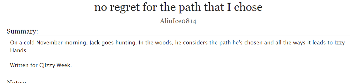 KGrantFic's tweet image. HAPPY #CJIZZYWEEK just under the wire

@CJizzy_Week 

archiveofourown.org/works/45967000