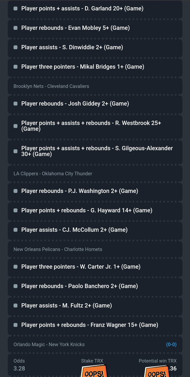 NbaBuilder's tweet photo. Our coupon with 3.28 odds. Good luck.   STAKE 10/9 

#nba #BrooklynNets #ClevelandCavaliers #losangelesclippers #OklahomaCityThunder #NewYork #OrlandoCity #NewOrleans #Charlotte #bet #builder #build #bahis https://t.co/HzzAMeaYmR