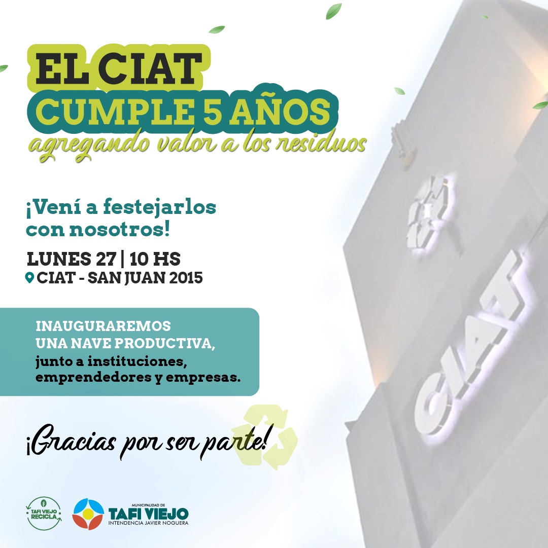 TafiRecicla's tweet photo. Cumplimos 5 años dándole valor a los residuos y queremos celebrarlo con vos ♻️👏 https://t.co/zsi6Z7f40q