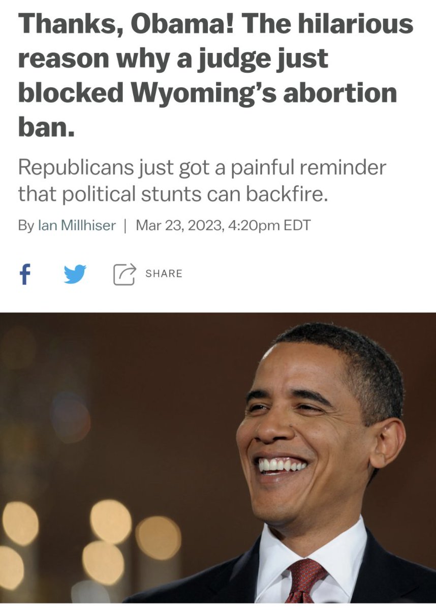 Thanks, Obama!

In order to spite President Obama Wyoming GOP wrote into their state Constitution 'each competent adult shall have the right to make his or her own health care decisions.”

This insert is the reason why they can't pass an abortion ban.