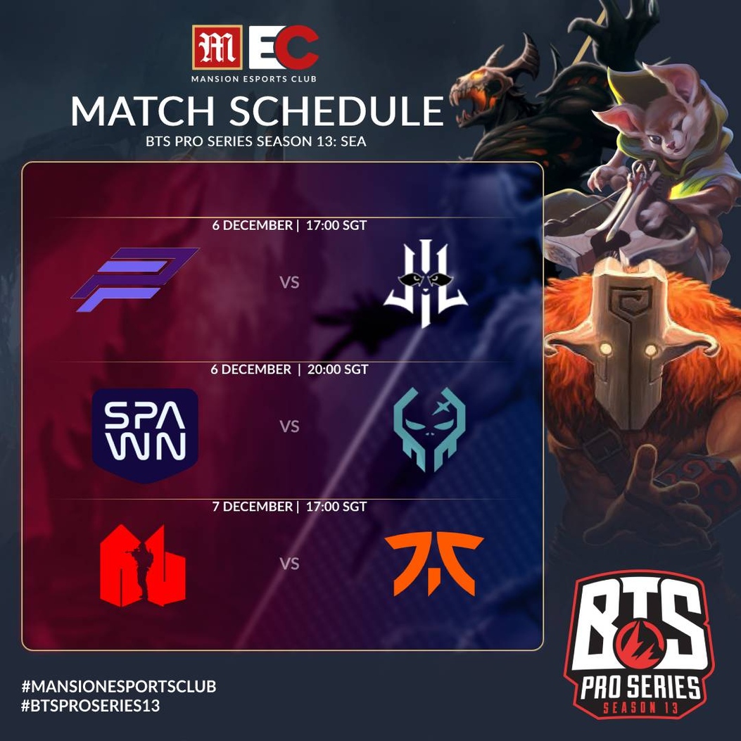 We're now kicking off Day 1 of 
BTS Pro Series 13: SEA Playoffs! 🔥

📺 Tune in at

#MansionEsportsClub #AGANBATTE #BTSProSeries #DOTA2😎😎😎😎😎 #dota2player #TrueSight #eGGNetwork #ESLProTour 
Original: mansion_esports