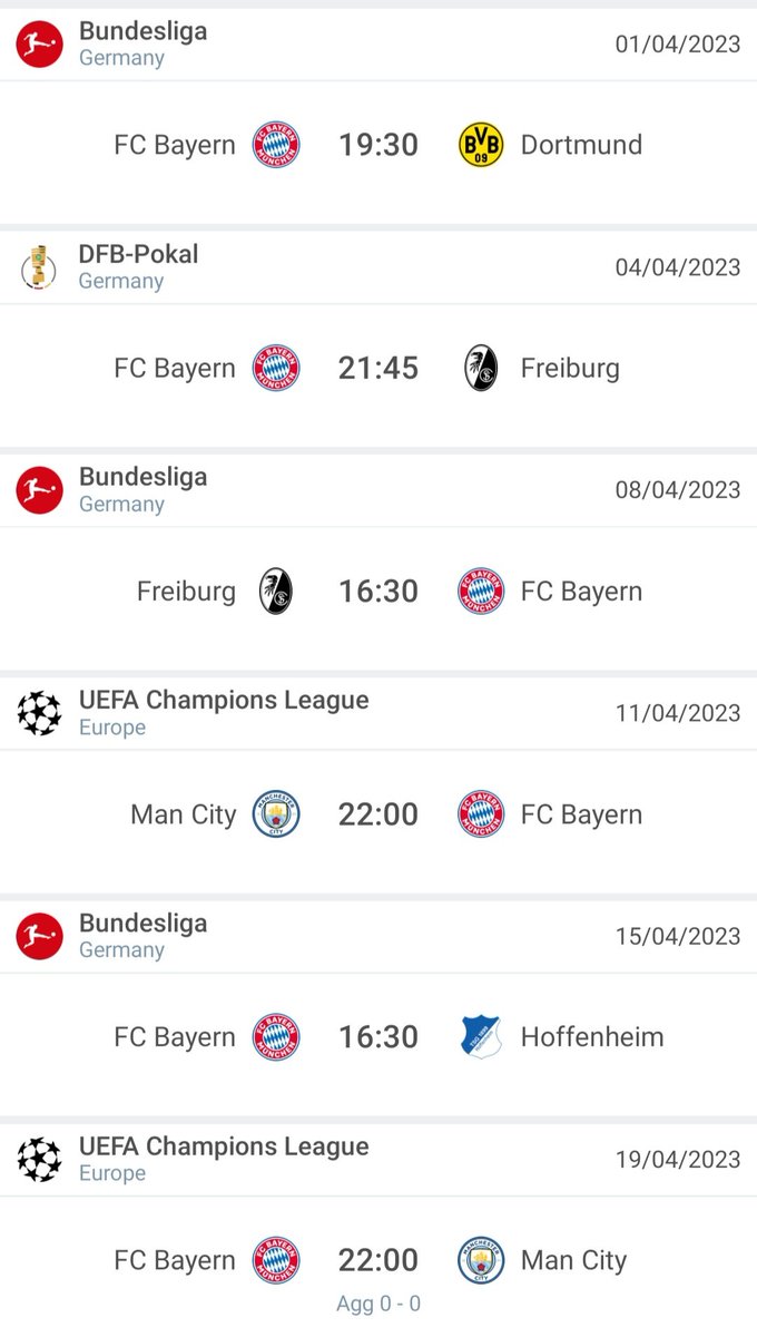 BayernTimes on Twitter: "Bayern's next matches"