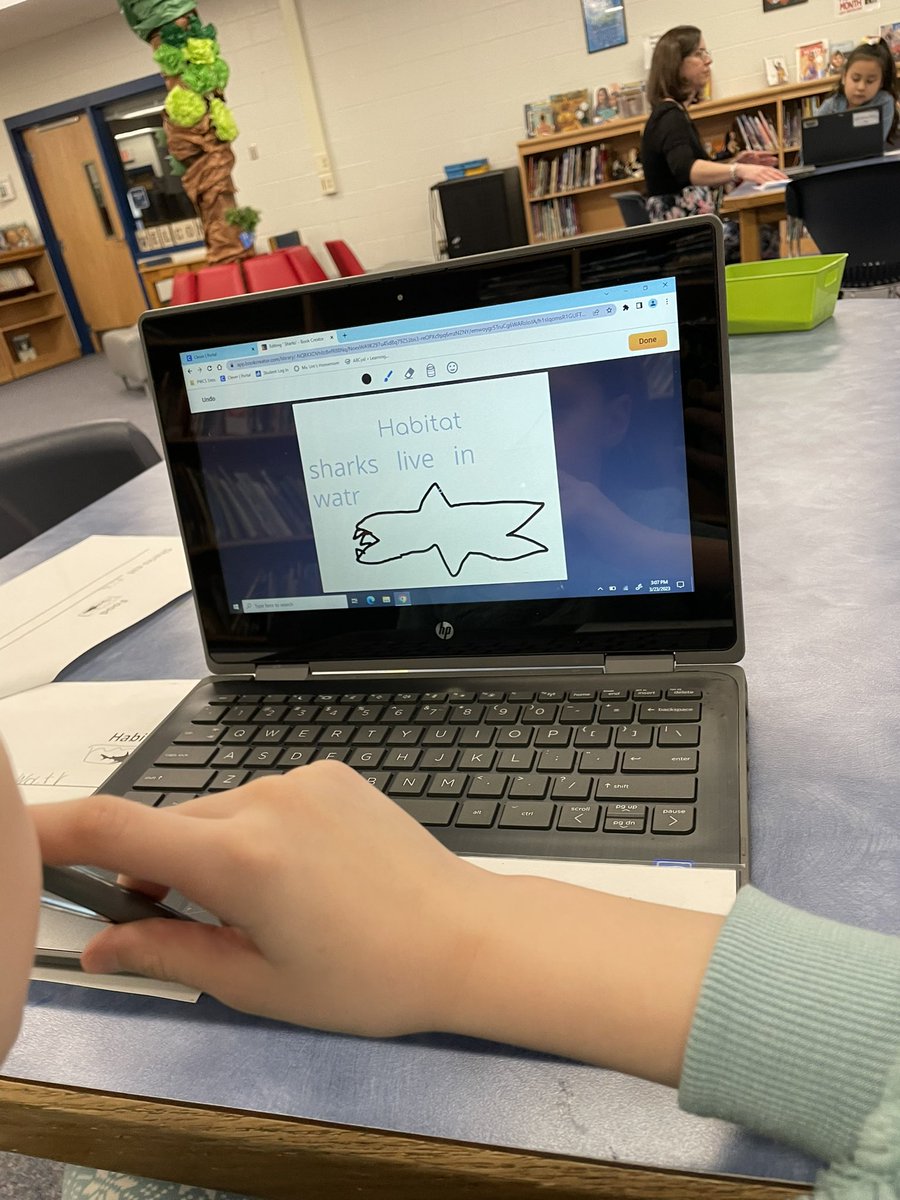 thefrogpond102's tweet photo. Check out these shark books @MsUm_in1st is creating with @MontysLibrary! Their details in writing and illustrations is terrific! #LoveCollaborating @montclair_elem https://t.co/Hi8Sq5Fxhe