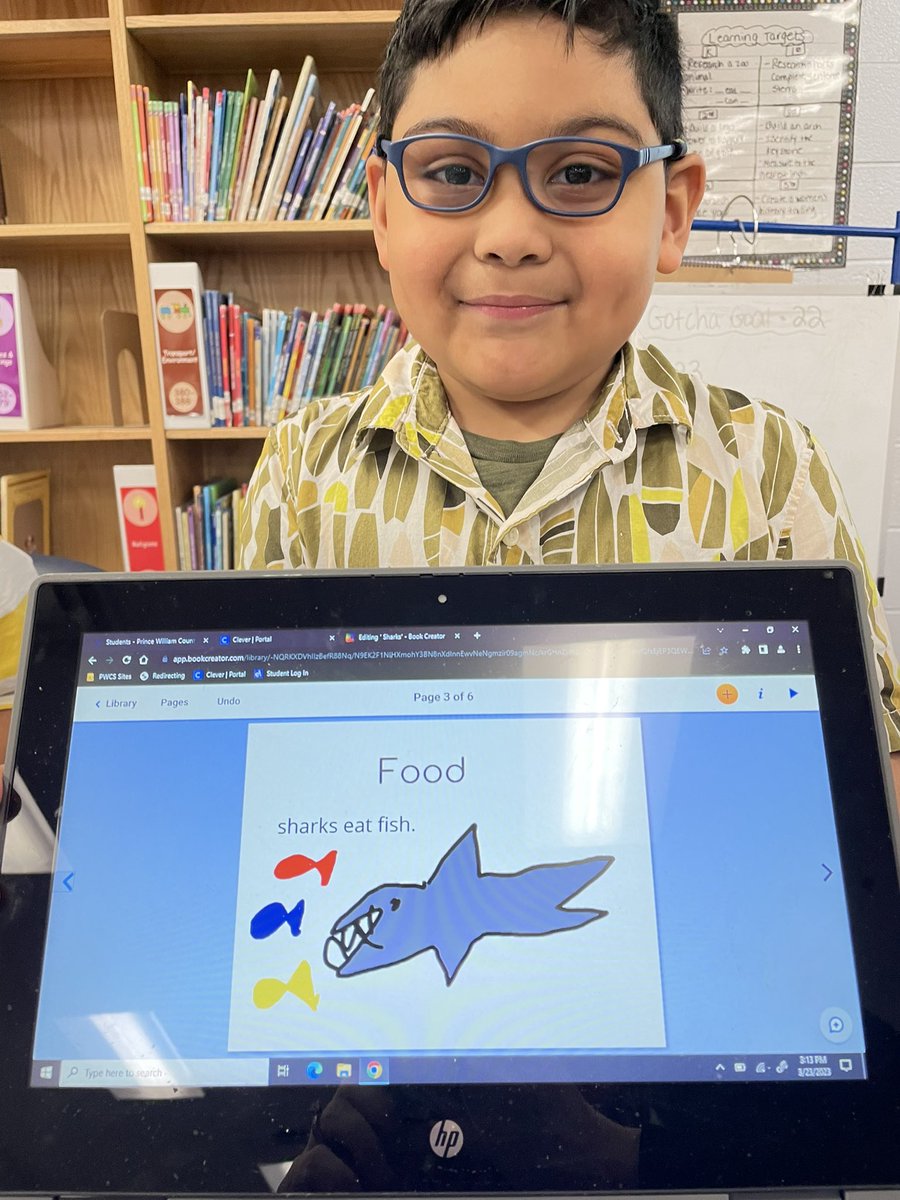 thefrogpond102's tweet photo. Check out these shark books @MsUm_in1st is creating with @MontysLibrary! Their details in writing and illustrations is terrific! #LoveCollaborating @montclair_elem https://t.co/Hi8Sq5Fxhe