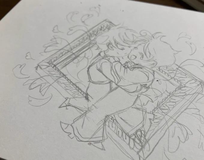 ぼんじゅるあげ!見ていただきありがとうございますもう一度というと復縁からのラブ復活した2人を描かねばと描き描き2人が仲良く踊る姿が好きなのでもう一度踊りましょうな気持ちを込めて。絵から溢れる歪な色彩のハートとか彼ららしい不器用な愛の形。 