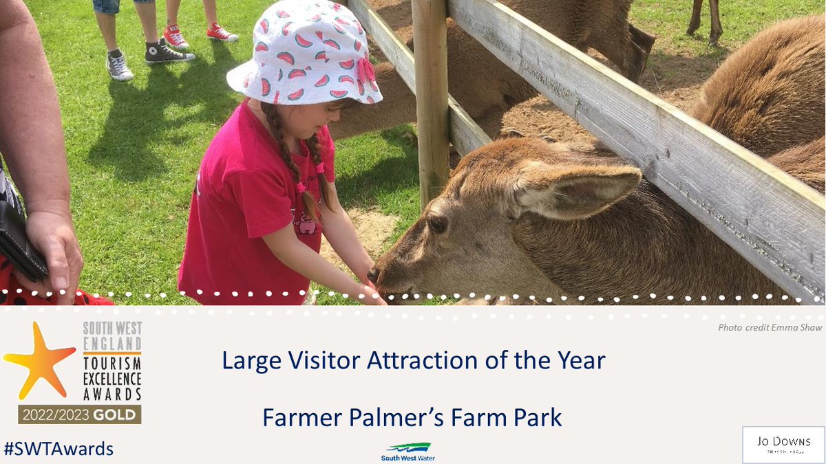 swtourismawards's tweet photo. Winning @jodownsglass Gold, the #LargeAttraction of the Year is @FarmerPalmers, many congratulations! #SWTAwards https://t.co/NaQtVJHbxF