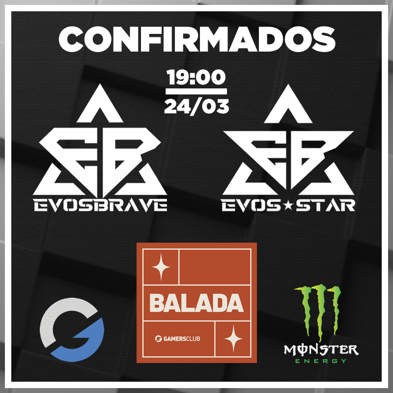 evosbrave's tweet photo. Os dois times da organização estão confirmados na BALADA Gamers Club.
O torneio inicia as 19:00h, e conta com formato Single Elimination.
Uma iniciativa @MonsterEnergy e realização de @GamersClubCS
#GOEVOS #EVOSBRAVE #EVOSSTAR #CSGO #GAMERSCLUB #MONSTER https://t.co/p1vIjALZxN