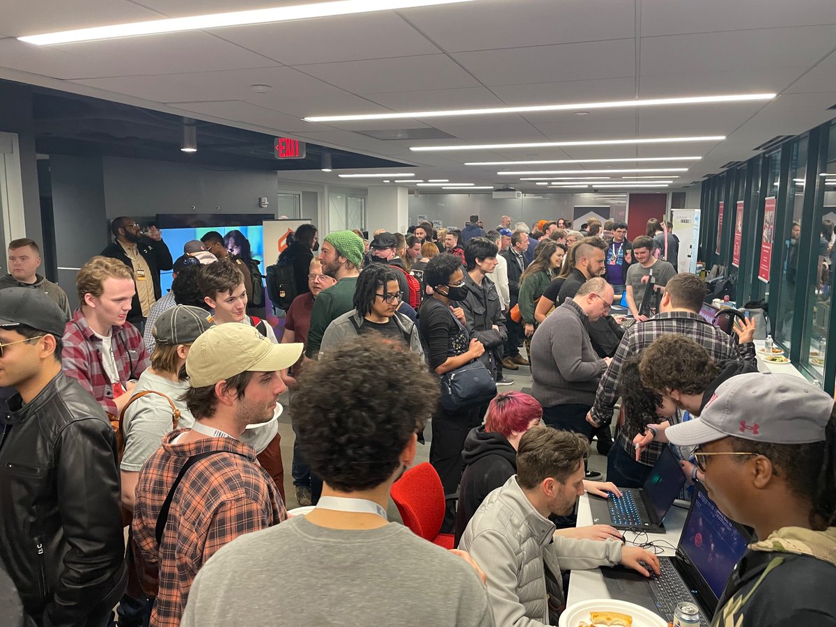 GameDevProf's tweet photo. It’s so invigorating seeing @UConnDMD students present their #gamedev projects at the Made in MA #PAXEast party!!! #bleedblue https://t.co/nuqaJBbzy0
