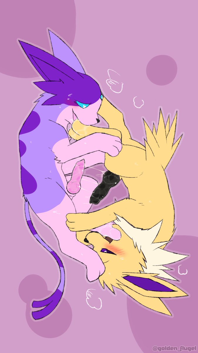 golden_flugel's tweet photo. 🔞Coloured sketch commission for @StormDulin 
  starring his Espeon character having some intimate time with his Jolteon boyfriend. https://t.co/T6PTKhql5G