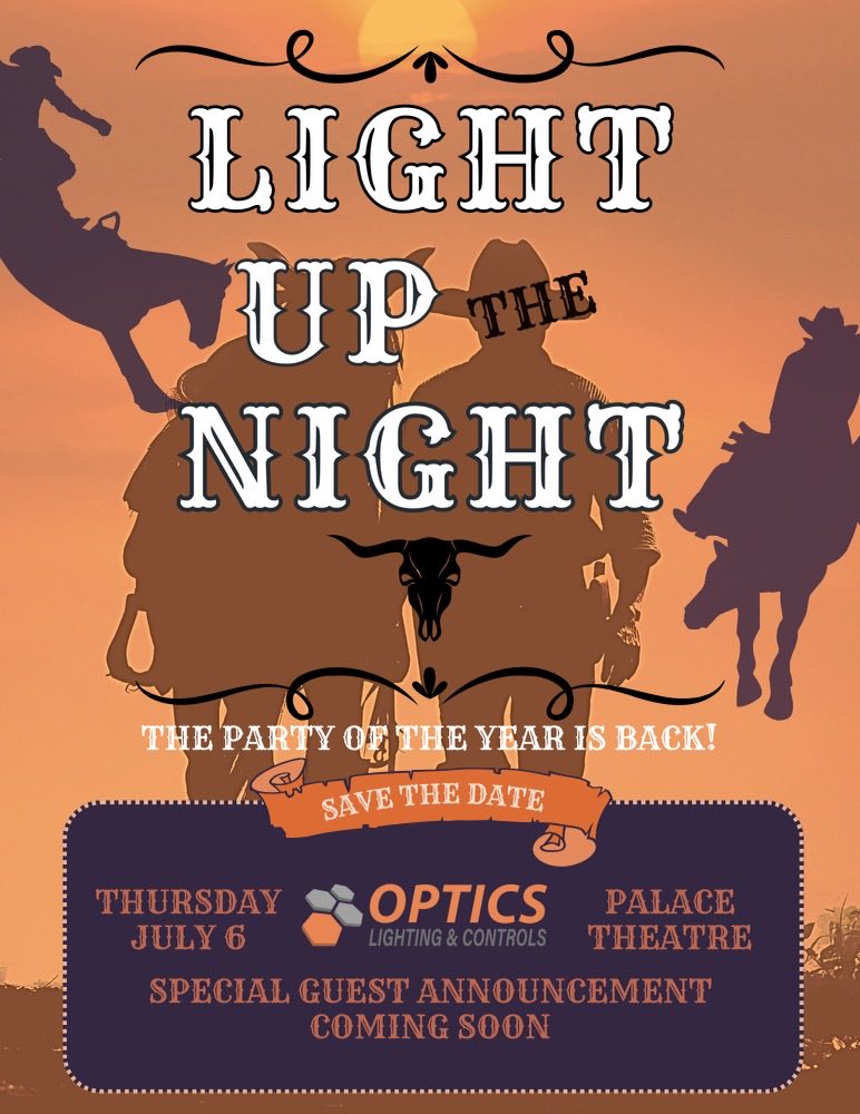 SAVE THE DATE! 🤠 The party of the year is back! We are so excited to announce our 3rd annual Light up the Night will be hosted at the Palace Theatre on Thursday, July 6th. 

Special guest announcement coming soon… 

#LightUpTheNight #CalgaryStampede #yeehaw #yycevents