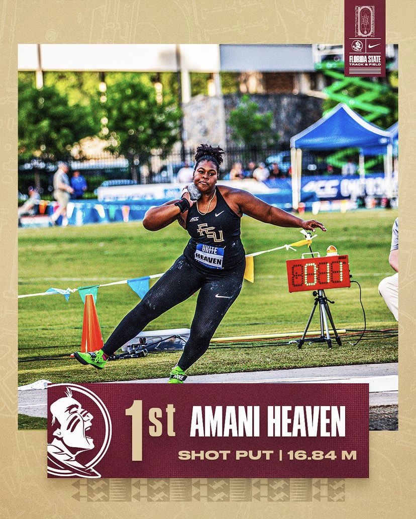 DHeavenJr's tweet photo. For the win 🏆!!!  #fsutrack #myfavorite #legacynoles #shotput #shethrows https://t.co/uroq2zFovJ