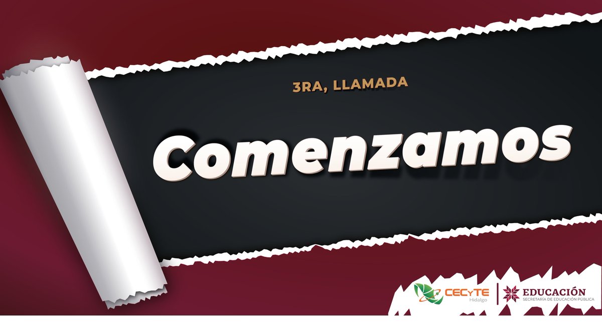 CECyTEHidalgo's tweet photo. #CECyTEH • #Proyectos 📝
Es hoy, es hoy. 🗓 ❗📣 3ra, llamada ¡COMENZAMOS! 🎉 Da clic al siguiente link:
🔗 https://t.co/oyasZblmLh

#UnaNuevaHistoria #PrimeroLaEducación #TenemosUnAcuerdo https://t.co/5ETkUa7Jko
