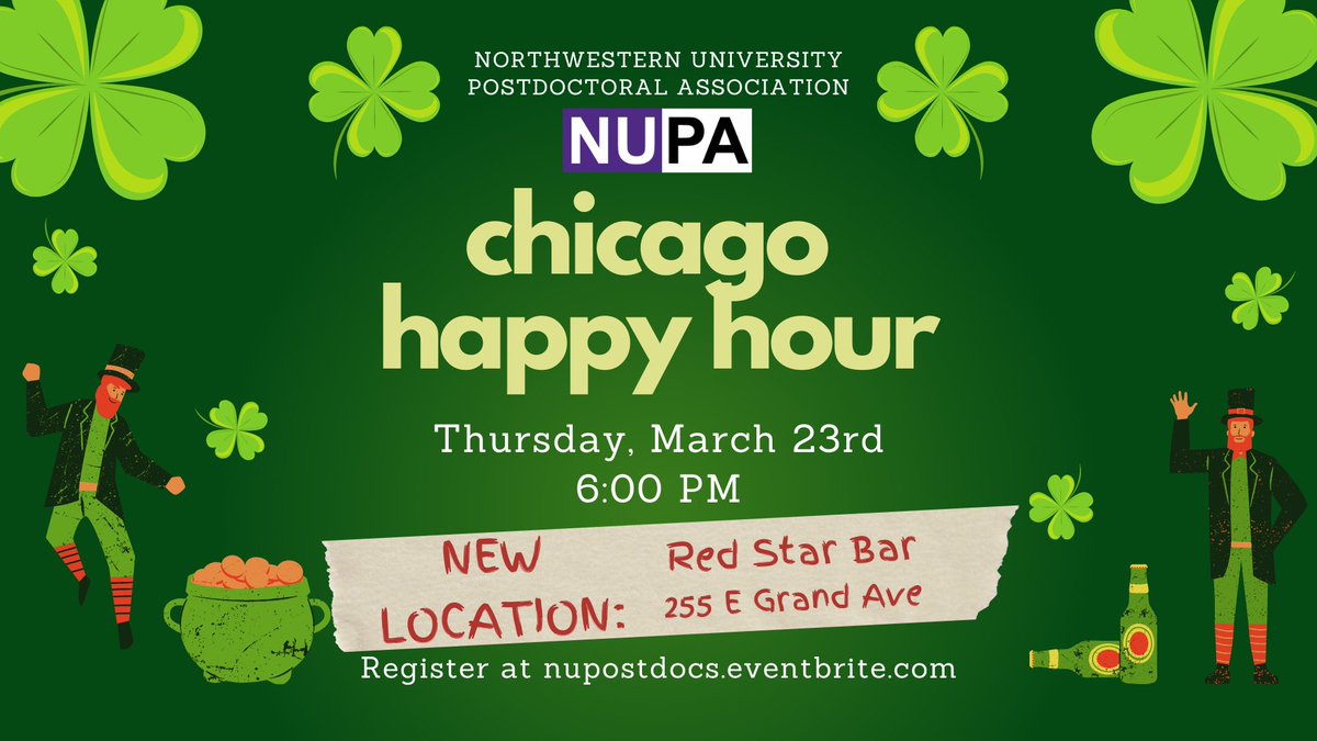 For those of you joining us for tonight's Chicago campus #HappyHour, we've had a change of location! We are now gathering at Red Star Bar (255 E Grand Ave) -- and there is bingo happening here! See you soon!!
